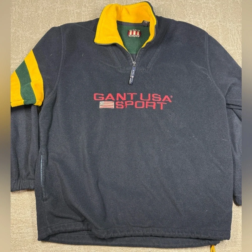 Vintage Gant USA Sport Fleece 1/4 Zip Men Size Large - Picture 1 of 6